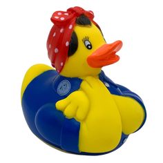 a rubber ducky with a bandana on its head