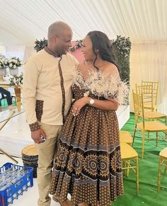 Lobola Outfits For Couples, Lobola Outfits, Sepedi Traditional Dresses, Couples African Outfits, Outfits For Couples