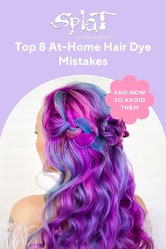 Diy Mermaid Hair Color, Creative Hair Color Placement, Purple Blonde Hair, Splat Hair Dye