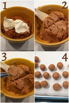 four pictures showing how to make chocolate fudges with marshmallows in them