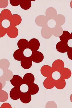 red and pink flowers on white background with circles in the shape of flower petals for wallpaper