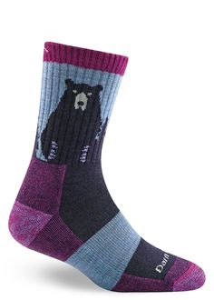 Bear socks for women made for hiking with cushioned feet and arch support Grumpy Cat Quotes, Wool Hiking Socks, Purple Bear, Bear Socks, Tough Woman, Bear Hugs, Hiking Socks, Winter Socks, Socks For Women