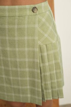 Checkered Pleated Skirt -Plaid Pleated Skirt -Mini Length -Wrap Skirt Green Checkered, Plaid Pleated Skirt, Skirt Mini, Green Skirt, Wrap Skirt, Pleated Skirt, Sewing Projects, Shop Now, Plaid