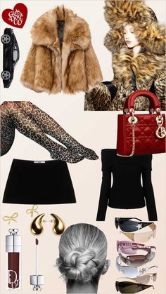 a woman's outfit and accessories are arranged in the shape of a collage