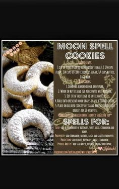 an image of moon spell cookies with instructions on the front and back side, in black frame