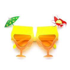 Cocktail Mixed Drink Party Time Celebration Novelty Sunglasses Fun Carnival Party Supplies, Yellow Plastic Party Sunglasses, Playful Summer Party Supplies, Yellow Plastic Sunglasses For Party, Playful Orange Sunglasses For Beach, Fun Orange Plastic Sunglasses, Novelty Plastic Sunglasses For Summer, Novelty Sunglasses For Summer, Plastic Sunglasses With Uva Protection For Party