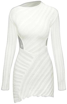 Elegant White Sweater Dress For Party, Fitted Ribbed Knit Mini Dress, Elegant Knit Mini Dress For Party, Fitted Knit Mini Dress For Party, Elegant Bodycon Knit Mini Dress, White Mini Sweater Dress For Party, Fitted Knit Dress For Night Out, Spring Evening Knit Mini Dress, Stretch Knit Mini Dress For Parties