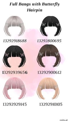 Berry Avenue Kawaii Codes, Roblox Skirts Codes 3d, Hair Codes Brookhaven, Code Brookhaven, Brookhaven Codes, Brown Hair Roblox, Pelo Cafe, Roblox Hair, Cute Bangs