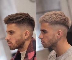 Men Haircut Blonde Guys, Blonde Cropped Hair Men, Mens Long Crop Haircut, Men’s Crop Haircut, French Crop Fade Haircut Men, Blonde Skin Fade, Men Bread Style, Ceasar Haircuts For Men, Short Crop Haircut Men