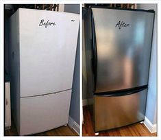 before and after pictures of a refrigerator