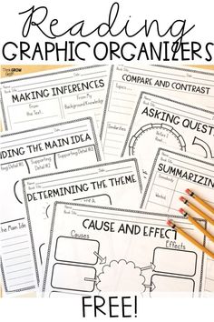 reading graphic organizers with pencils and paper