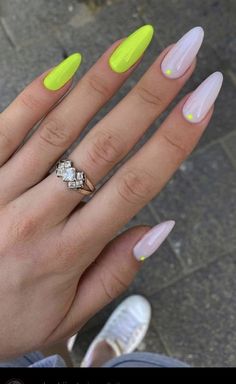 Edgy Nails, Acrylic Nails Coffin Short, Pink Acrylic, Pink Acrylic Nails, Yellow Nails, Minimalist Nails, Pretty Acrylic Nails, Chic Nails, Dope Nails