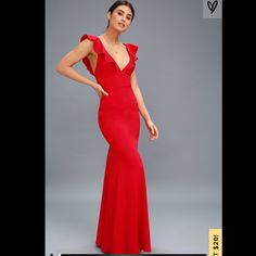 Extremely Flattering Formal Dress. Great For A Wedding Guest Dress. Has Give And Is Thick Enough To Hide Any Imperfections. I Ordered 2 Sizes And Went With The Smaller One But Never Got Around To Returning The M. The One For Sale Is A M, New With Tags And Never Worn Burgundy Maxi Dress, Little Red Dress, Red Maxi, Red Cocktail Dress, Red Dress Maxi, Beauty Dress, Floral Print Maxi Dress, Floral Print Maxi, Lulu Dresses