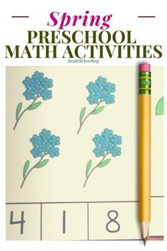 a book with blue flowers on it and the title spring preschool math activities