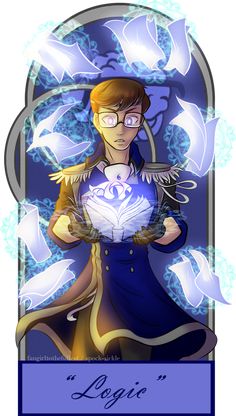 an anime character with glasses holding a light in her hands and the caption's name