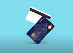 a credit card flying through the air with it's front end sticking up out