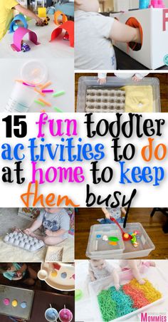 a collage of toys and activities to do at home