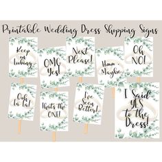 printable wedding dress shopping signs for the bride and groom