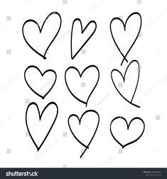 hearts drawn in black ink on a white background