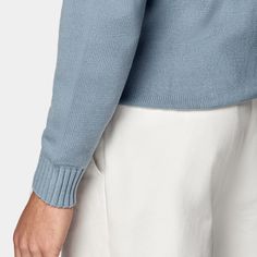 This textured, light blue sweater is tailored to a slim fit with thickly ribbed cuffs and a crewneck. Light Blue Crewneck, Tuxedo Pants, Blue Crewneck, Light Blue Sweater, Scarf Hat, Blue Sweater, Supima Cotton, Blue Sweaters, The Light