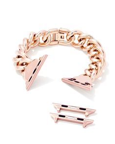 Designed to fit your Apple Watch® and Samsung Galaxy Watch®, the Whitley Chain Watch Band in Rose Gold Tone Stainless Steel transforms your smartwatch into a sleek statement that shines on its own or with your favorite bracelet stack. To switch up your bands, simply press down on the easy release mechanism and then align each new band to the pinholes on either side of the watch. Metal Rose Gold Tone Stainless Steel Compatible with Apple Watch® Series 1-10, Apple Watch® Ultra, and any Samsung Gal Car Accessories For Guys, Chain Watch, Boutique Trends, Kendra Scott Earrings, Large Jewelry, White Earrings, Girls Jewelry, Gold Pendant Necklace, Heart Pendant Necklace