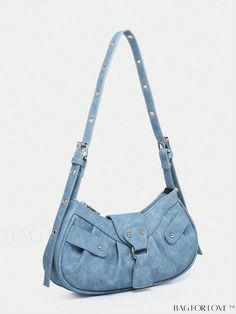 BagForLove - Studded PU Hobo Bag with Adjustable Strap: A Fashionable Essential! Product Description Color Blue Details Grommet Eyelet Magnetic Yes Bag Size Medium Type Hobo Bag Strap Type Adjustable Closure Type Flap Style Fashionable Composition 100% Polyester Material PU Leather Size Chart INCH CM Bag Length Bag Width Bag Height Handle Height 11 inch 2.8 inch 5.9 inch 11.8 inch Bag Length Bag Width Bag Height Handle Height 28 cm 7 cm 15 cm 30 cm Details Pictures Similar Products h2 { text-ali Trendy Hobo Bag With Pockets, Trendy Handheld Hobo Bag With Pockets, Trendy Softback Hobo Bag With Removable Pouch, Trendy Hobo Bag With Removable Pouch, Trendy Hobo Bag With Adjustable Strap And Softback, Trendy Softback Hobo Bag With Adjustable Strap, Casual Handheld Baguette Bag With Adjustable Strap, Casual Baguette Bag For Errands, Trendy Softback Shoulder Bag With Pockets