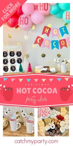 hot cocoa party ideas with balloons and confetti