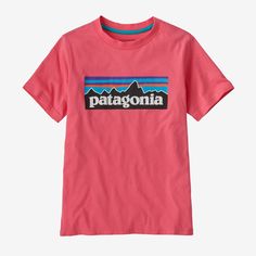 Made of soft 100% Regenerative Organic Certified® cotton with a timeless, universal fit and a Patagonia P-6 logo graphic, it's a basic T-shirt designed for getting dirty and having fun. Made in a Fair Trade Certified™ factory. Pink Cotton T-shirt With Logo, Basic Cotton T-shirt With Logo, Pink Organic Cotton Crew Neck T-shirt, Casual Red T-shirt For Outdoor Activities, Pink Organic Cotton Short Sleeve T-shirt, Basic Logo T-shirt, Pink Short Sleeve Organic Cotton T-shirt, Pink Organic Cotton T-shirt With Graphic Print, Pink Cotton Tops For Outdoor Activities