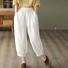 Details: Gender: Women Item Type: Pants Material: Linen Season: Summer Pattern: Solid Style: Casual, Loose, Retro Waist Type: Elastic Waist Size: M Waist: 62.00 - 100.00 cm/ 24.41 - 39.37 " Length: 81.00 cm/ 31.89 " Hip: 120.00 cm/ 47.24 " Thigh: 62.00 cm/ 24.41 " Bottom 36.00 cm/ 14.17 " Size: L Waist: 64.00 - 102.00 cm/ 25.20 - 40.16 " Length: 82.00 cm/ 32.28 " Hip: 122.00 cm/ 48.03 " Thigh: 64.00 cm/ 25.20 " Bottom 38.00 cm/ 14.96 " Harem Pants Pattern, Empire Waist Dress Pattern, Sheath Dresses Pattern, Casual Linen Pants, Driveway Design, Summer Pattern, Lace Skater Dress, Sleeveless Bodycon Dress, Empire Waist Dress