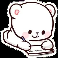 a drawing of a teddy bear holding a pen and writing on a piece of paper