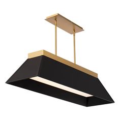 a black and gold light hanging from the ceiling