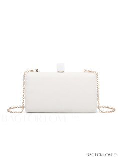 BagForLove - Compact Crossbody Bag with Elegant Metal Chain Strap White Mobile Phone Evening Bag, Elegant White Bag With Chain Strap, White Evening Bags With Chain Strap, White Party Bag With Chain, White Wedding Bag With Chain Strap, White Rectangular Clutch With Chain Strap, White Clutch Evening Bag With Chain Strap, White Formal Bag With Chain Strap, White Square Clutch For Evening