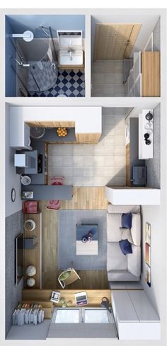 an overhead view of a small apartment