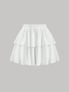 White Casual Collar  Woven Fabric Plain Skort Embellished Non-Stretch  Women Clothing Cute White Skirt, Short White Skirt, Style Jupe, Stray Kids Outfits, White Skort, Skirts White, Cute Skirt, Skirt Short, Skirt White