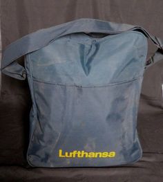 Vtg German LUFTHANSA 14" CARRY ON Travel Zip BAG *Musty!* Flight Plane Airline