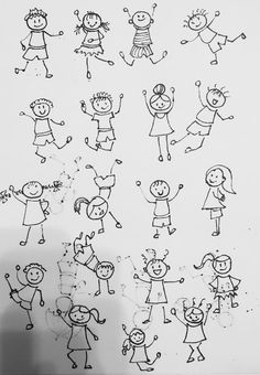 a drawing of children's drawings on a piece of paper