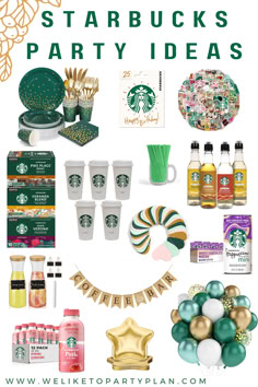 starbucks party ideas including drinks and decorations