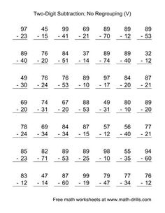 two digit subtraction with regroup worksheet