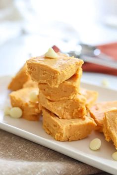 a stack of peanut butter fudges on a plate