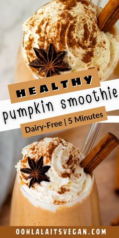 collage of healthy pumpkin smoothie