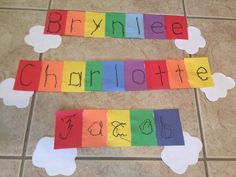 some paper cut out with the words brymilee and charlotte written on them