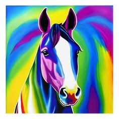 a painting of a rainbow colored horse