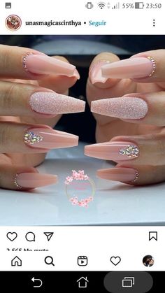 Pink Glitter Acrylics, Summer Nails Coffin, Mani Ideas, August Nails, Nails Art Designs, Glow Nails, Wedding Nails Design, Sparkle Nails, Bride Nails