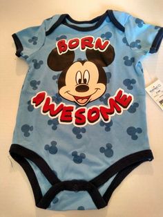 Disney Mickey Mouse "Born Awesome" One Piece Boys Shirt Size 6-9 Months. Shipped with USPS First Class Package. Cotton Mickey Mouse Top For Playtime, Casual Mickey Mouse Tops For Playtime, Baby Boy Shirts, Boy Stuff, Baby Mouse, Boy Shirt, Boys Shirt, Pink Room, Disney Mickey Mouse