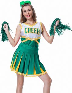 PRICES MAY VARY. Shake Your Pom Poms for Your Favorite Team! The cheerleader outfit suitable for skinny Women and youth. Costume Include: Tank Top, Skirt, Pom Poms. Notice: Pls refer to our size chart before buying. This cheerleader costume features a cheer top with the word CHEER, elastic pleated skirt and shiny shakers Halloween costume, cheerleader costume, cheerleading uniform, cheerleader cosplay outfit Great for Halloween, cheerleading themed party, dress up party, school girl party, dress Halloween Costume Cheerleader, Cheer Tops, Cheerleader Skirt, Cheerleader Outfit, School Cheerleading, Cute Cheerleaders, Cheerleader Costume, Tank Top Skirt, Costume For Women