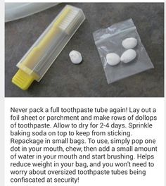 Diy Travel Hacks, Diy Toothpaste, Travel Life Hacks, Survival Life, Everyday Hacks, Travel Diy