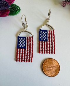 patriotic flag earrings. Handmade Red Beaded Earrings For 4th Of July, Blue Patriotic Beaded Earrings As Gift, Patriotic Blue Beaded Earrings As Gift, Blue Patriotic Earrings For Independence Day, Patriotic Blue Earrings For Independence Day, Patriotic Earrings For 4th Of July, Patriotic 4th Of July Earrings, Red Patriotic Beaded Earrings, Patriotic Adjustable Dangle Jewelry