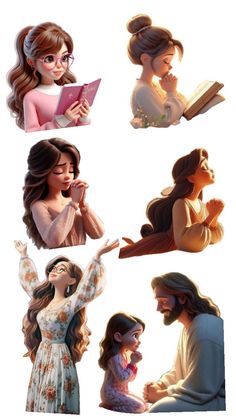 some disney princesses are in different poses