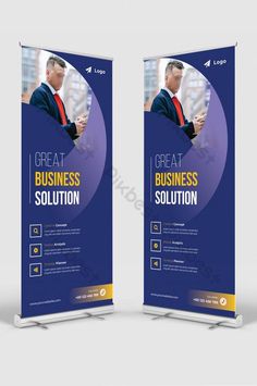 two roll up banners with the words great business solution