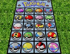 an image of a pokemon board game in the grass with many different items on it